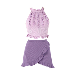 假面猫 紫色泳衣女2026新款泡温泉分体裙式小个子绝美沙滩比基尼