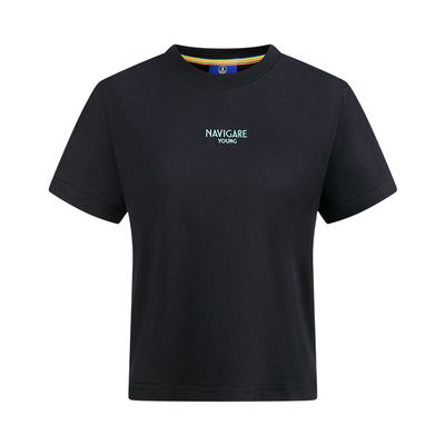 [凉感]Navigare小帆船2026夏季新款女士休闲黑色速干短袖T恤衫