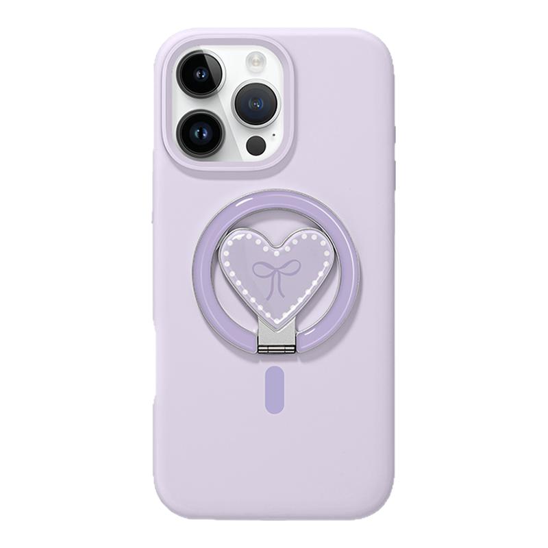MASFEIL × 珍珠爱心适用苹果16Promax手机壳新款14带支架iPhone15Pro保护套液态硅胶13pm简约高级感纯色创意