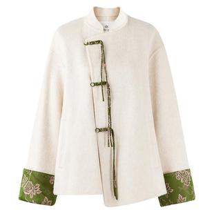 秋水伊人温婉新中式双面毛呢外套2025年秋冬新款女全羊毛短款大衣