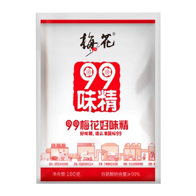 梅花99味精100g无盐高纯度味精家用调味料提鲜增味非鸡精鸡粉