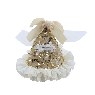 千金帽子金色亮片蝴蝶结头纱生日帽发夹发饰圣诞节头饰氛围小礼帽