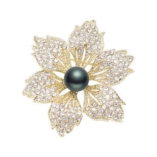 珍世缘(珠宝)大溪地海水黑珍珠胸针个性简约高档珍珠胸花别针