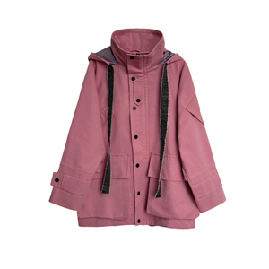 3ts【7折】秋冬oversize冲锋衣宽松连帽风衣工装外套