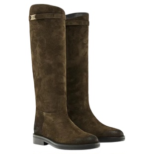 西班牙MD女鞋2025新款秋冬英伦真皮马术骑士靴不过膝高筒靴长靴