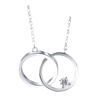周生生Pt950铂金Daily Luxe双圆环钻石项链定价92207N