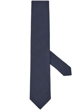 【26秋冬新品】CANALI康纳利蓝色桑蚕丝和羊毛混纺暗格纹提花领带