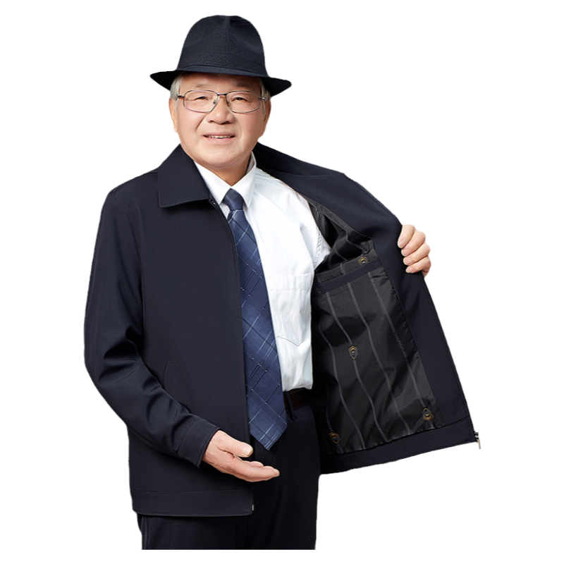 爸爸春装外套中老年春夏秋季上衣50中年男夹克衫薄款60岁老人爷爷
