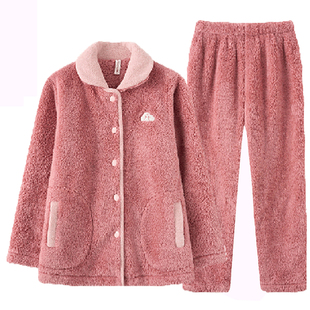 芬腾秋冬款女士睡衣法兰绒加绒可爱甜美温婉风可外穿居家睡衣套装