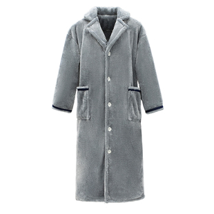 情侣睡袍秋冬款法兰绒女浴衣珊瑚绒睡衣加厚男士加长款法兰绒浴袍