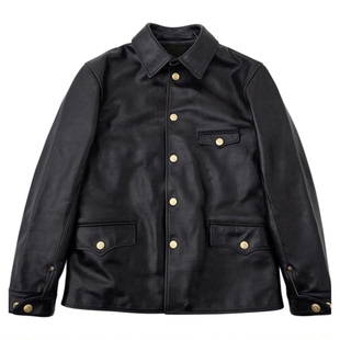 HDK(海觉) CFS BUCKINGHAM白金汉全粒面透染牛皮司闸员 修身皮衣