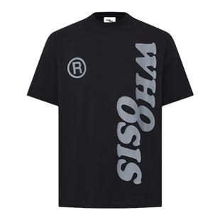 WHOOSIS（不知其名） 竖排幻影logo短袖t恤男女夏街头百搭基础潮