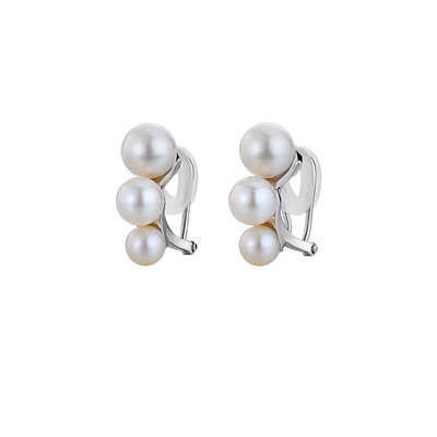 白岚925银珍珠耳夹耳环女