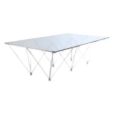 初森不锈钢长方形钢化玻璃茶几