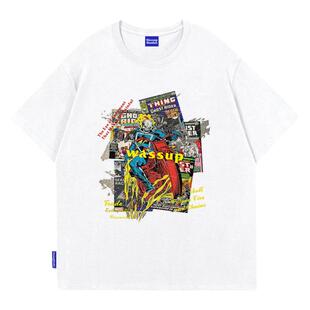wassup heods恶灵骑士短袖T恤男生夏美式重磅国潮宽松oversize