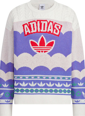 Adidas/阿迪达斯三叶草男女款宽松圆领套头毛衣JL8366