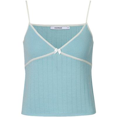 CALVINLUO 新品蝴蝶结装饰吊带背心 白黑/蓝白