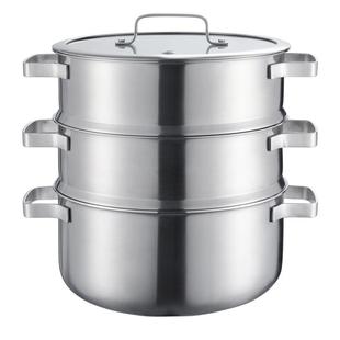 【自营】霜山不锈钢蒸锅蒸屉家用多功能炖煮锅蒸煮一体复合锅汤锅
