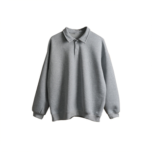 Tobefly400克老钱风polo衫25秋季新款百搭翻领纯色卫衣FLWY004