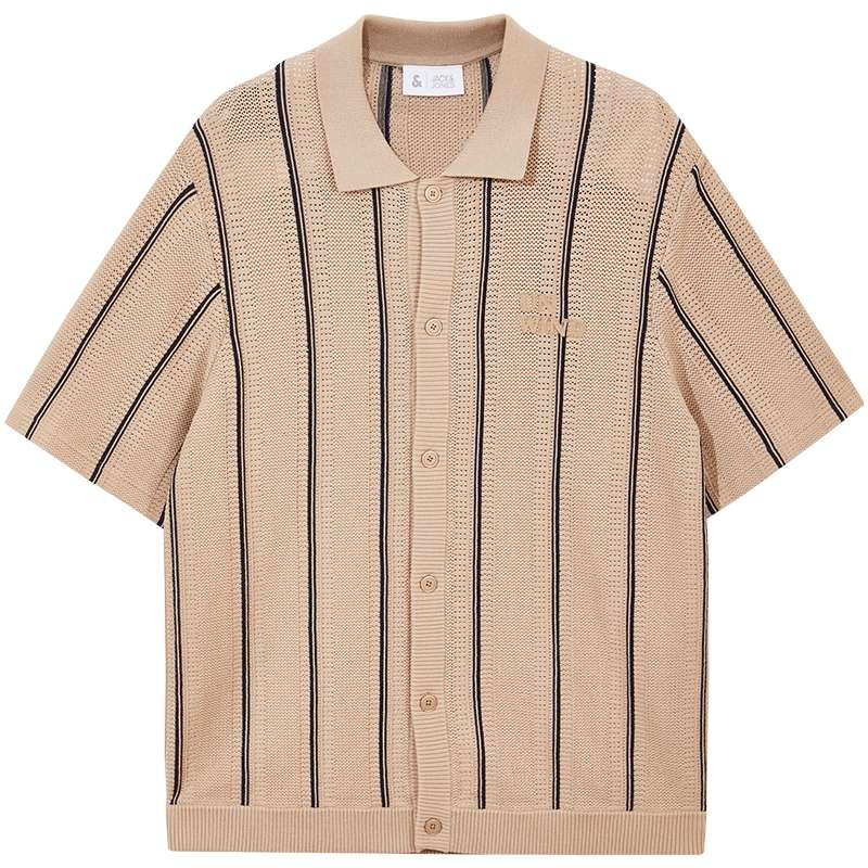 杰克琼斯短袖条纹织花polo