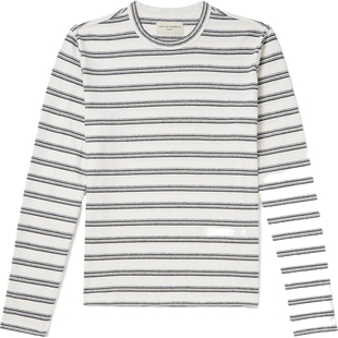 Officine Générale春夏男士条纹棉麻混纺长袖T恤