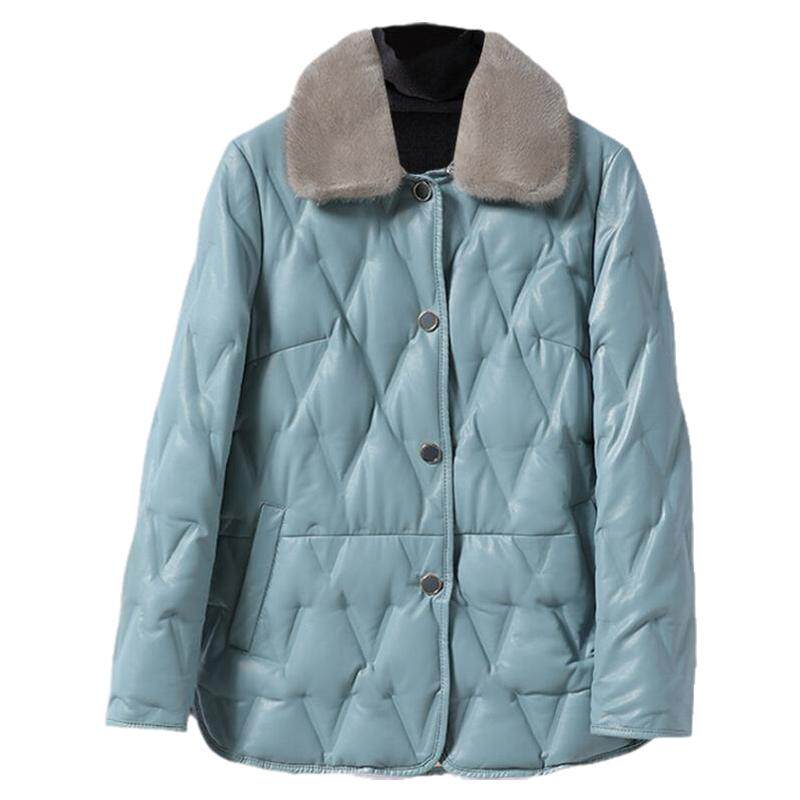 羽绒服真皮常规韩版水貂领白鸭绒