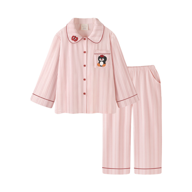 睡衣女款粉色纯棉长袖春秋家居服