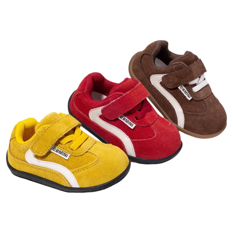 英贝米尼宝宝幼儿园室内鞋女孩板鞋女童红色鞋子儿童一脚蹬运动鞋