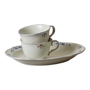 Grandma's复古青黛手作咖啡杯拉花杯牛奶杯下午茶甜品杯欧式复古