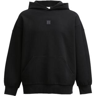 SEASON HIGH秋冬纯色简约舒适胸前皮标装饰时尚出街连帽卫衣男装