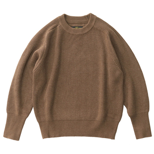 vintage插肩袖毛衣男美式复古宽松休闲慵懒厚羊毛圆领针织衫秋冬