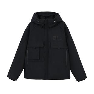 vj区绫致杰克琼斯冬季时尚潮工装风外套纯色宽松连帽羽绒服男装