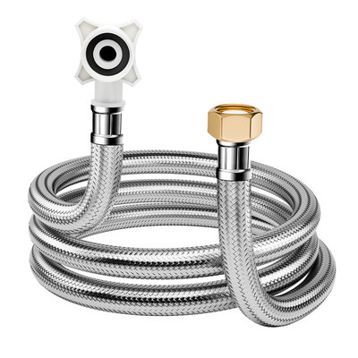 全自动洗衣机进水管通用加长不锈钢上水管延长接水管4分螺纹接口