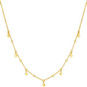 周六福5G黄金项链女无极金计价足金星星亮片颈饰锁骨链节日礼物