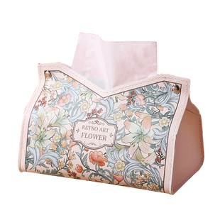 轻奢风高级感油画玫瑰抽纸盒收纳客厅车载桌面纸袋创意餐纸巾盒