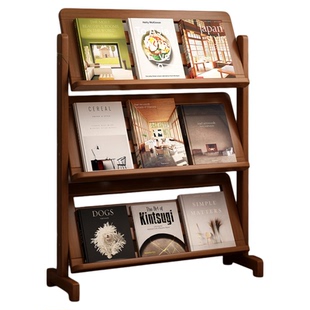 书架置物架客厅落地简易斜放杂志展示架一体靠墙小窄绘本收纳架