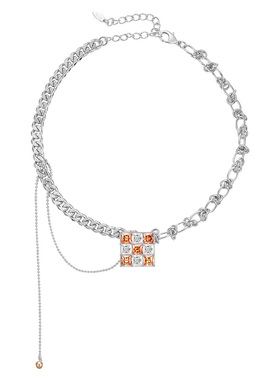 王安宇同款mfow棋盘格项链女高级感设项链轻奢小众2024新款爆款