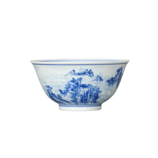 景德镇陶瓷壶承层中式青花养壶干泡茶托盘釉下青花清湾山水壶承