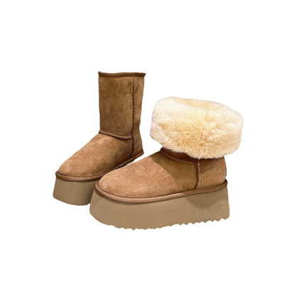 马丁靴松糕翻领加绒加厚