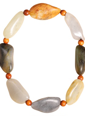 和田玉籽料独籽原石随形手链