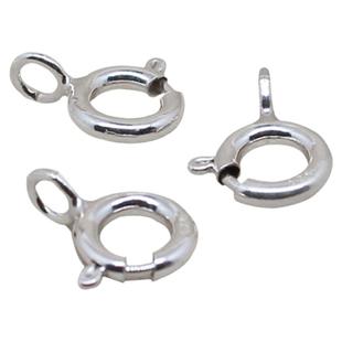 纯银s925弹簧扣手工diy饰品14K包真金项链手串收尾连接QQ扣头圆扣