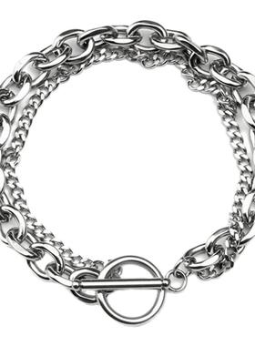 双层叠戴钛钢手链男女ins简约