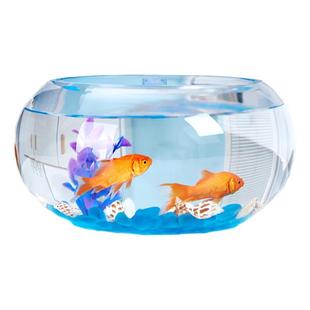 办公室小鱼缸加厚透明玻璃乌龟缸客厅家用桌面圆形迷你小型金鱼缸