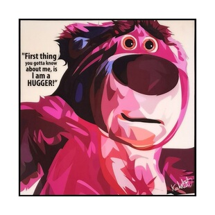 草莓熊劳苏熊熊抱哥大熊lotso huggin bear迪士尼玩具总动员挂画