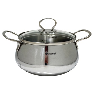 chockmen18/10不锈钢14cm鼓形小汤锅奶锅炖锅宝宝辅食锅泡面