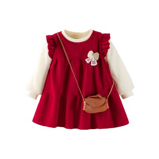 洋气宝宝周岁礼服裙子秋冬2025新款婴儿童加绒公主裙女童生日套装