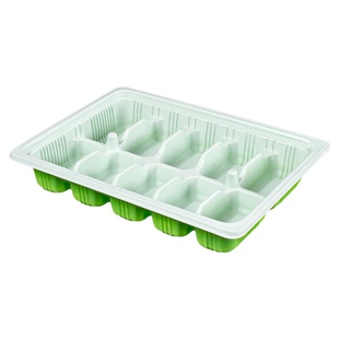 一次性饺子盒20格绿白打包盒外卖15格分格冷冻专用水饺收纳包装盒