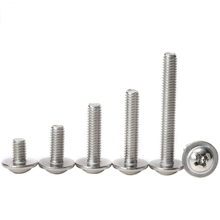 304不锈钢十字圆头带垫螺丝M3M4M5M6盘头华司螺丝DIN967