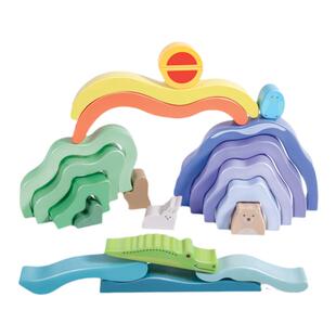 Hape自然风光艺术积木儿童早教益智玩具木质游戏拼搭创作男女2岁+