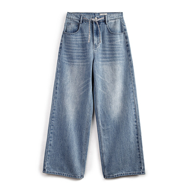 马登复古阔腿牛仔裤垂感直筒裤